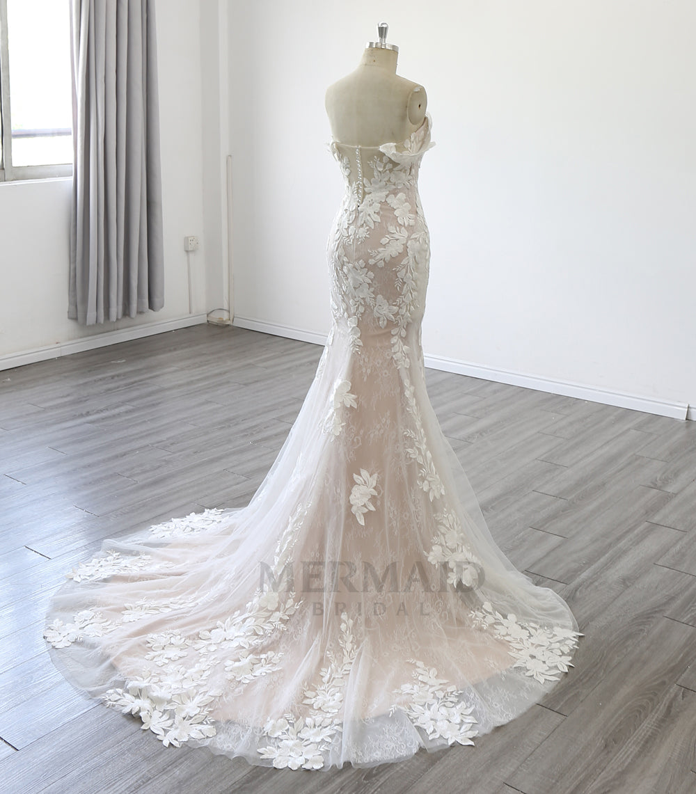 New Off Shoulder Sweetheart Court Train Bridal Gown Mermaid Wedding Dresses for women 2023