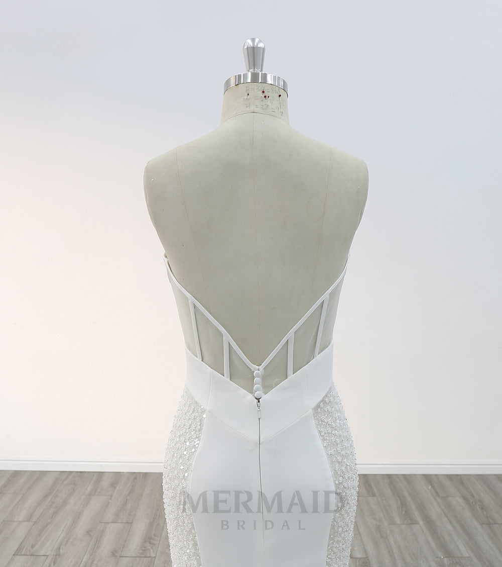 Sexy Sweetheart Neck Court Train Beaded Mermaid Wedding Dress 2025