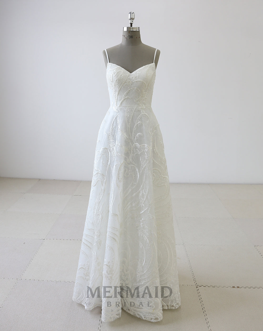 New spaghetti straps bling mermaid wedding dress with detachable train