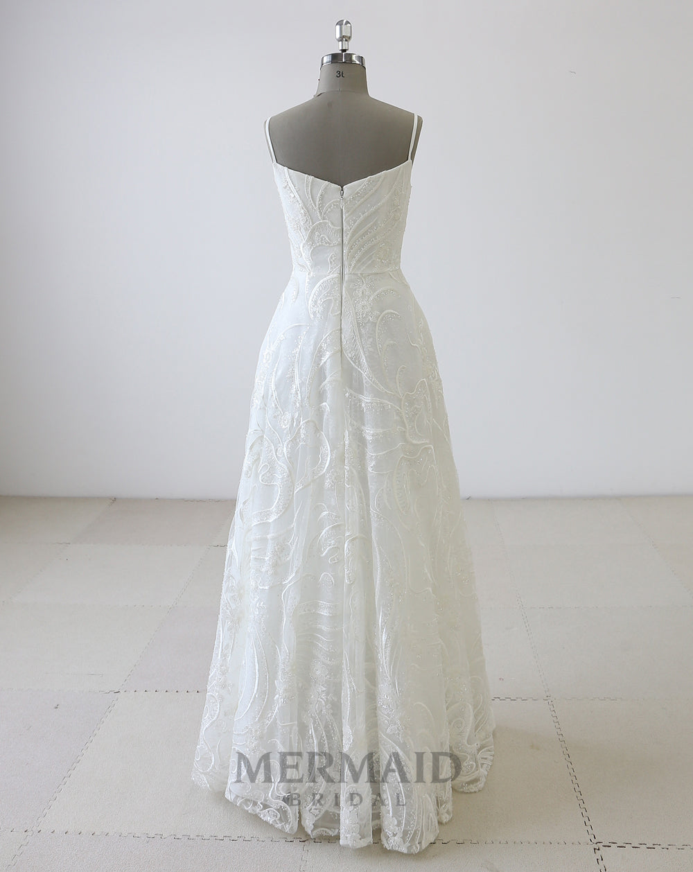 New spaghetti straps bling mermaid wedding dress with detachable train