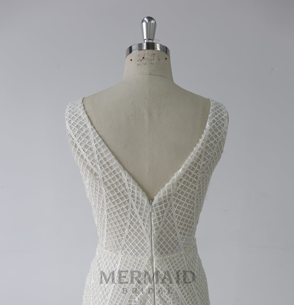 Backless heavy beading mermaid wedding dress 2019