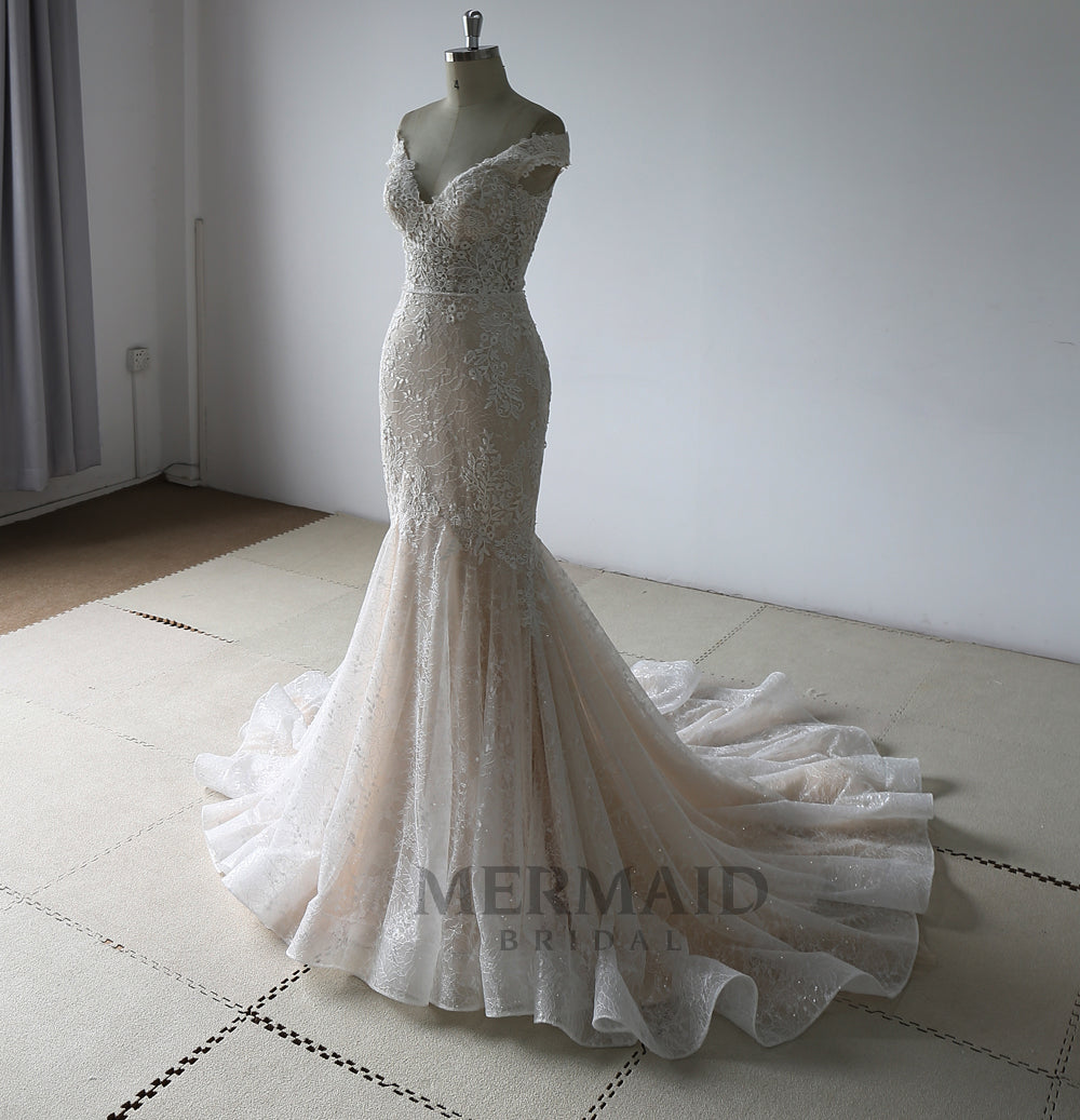 New Off Shoulder Lace Mermaid Wedding Dress