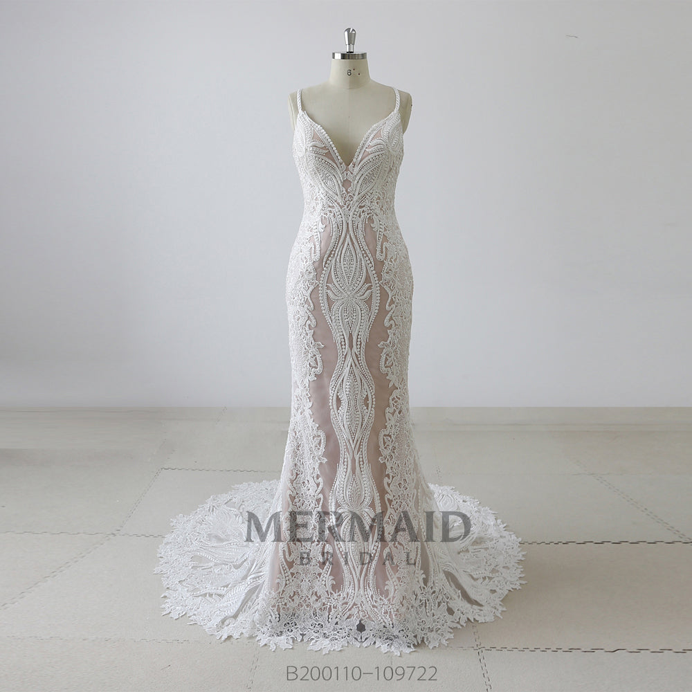 New Open Back Lace 2 In 1 Mermaid Wedding Dress