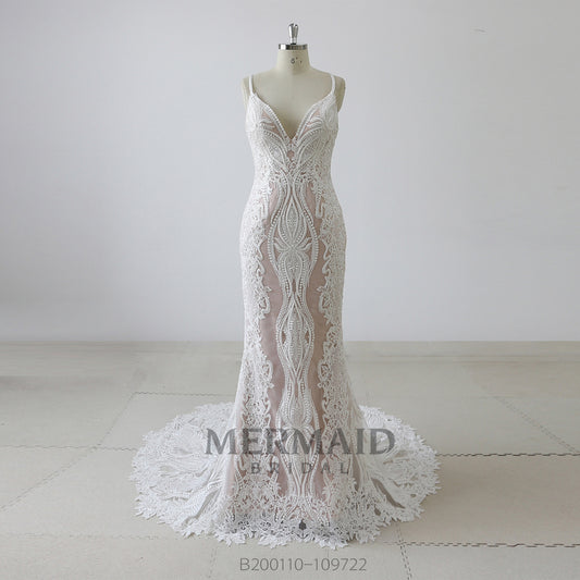 New Open Back Lace 2 In 1 Mermaid Wedding Dress