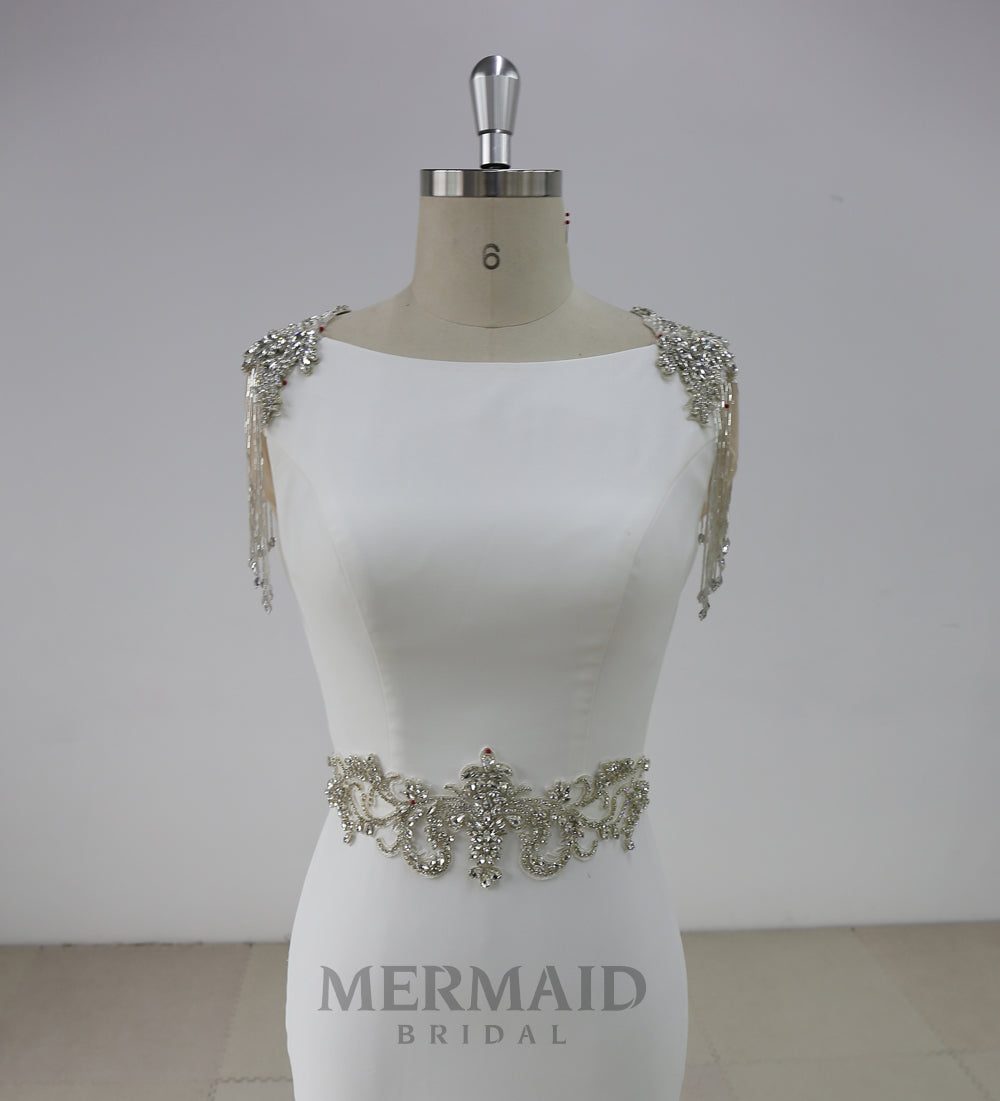 New Heavy Beading Crepe Mermaid Wedding Dress