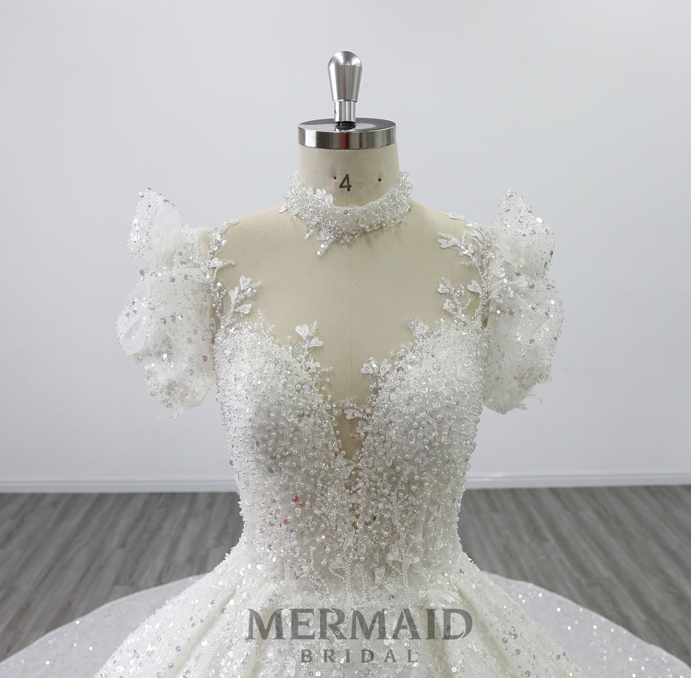 Cap sleeves wedding gown bling bling ball gown wedding dress – Mermaid ...