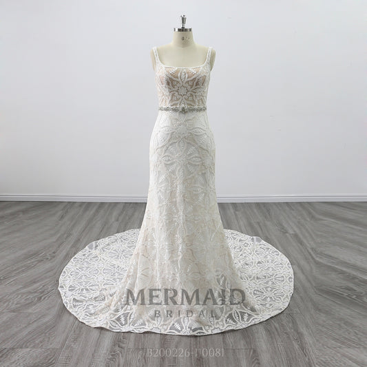 New Beaded Lace Mermaid Wedding Dress