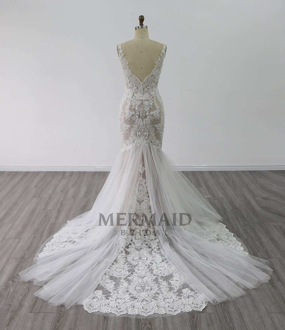 New Heavy Beading Lace Mermaid Wedding Dress