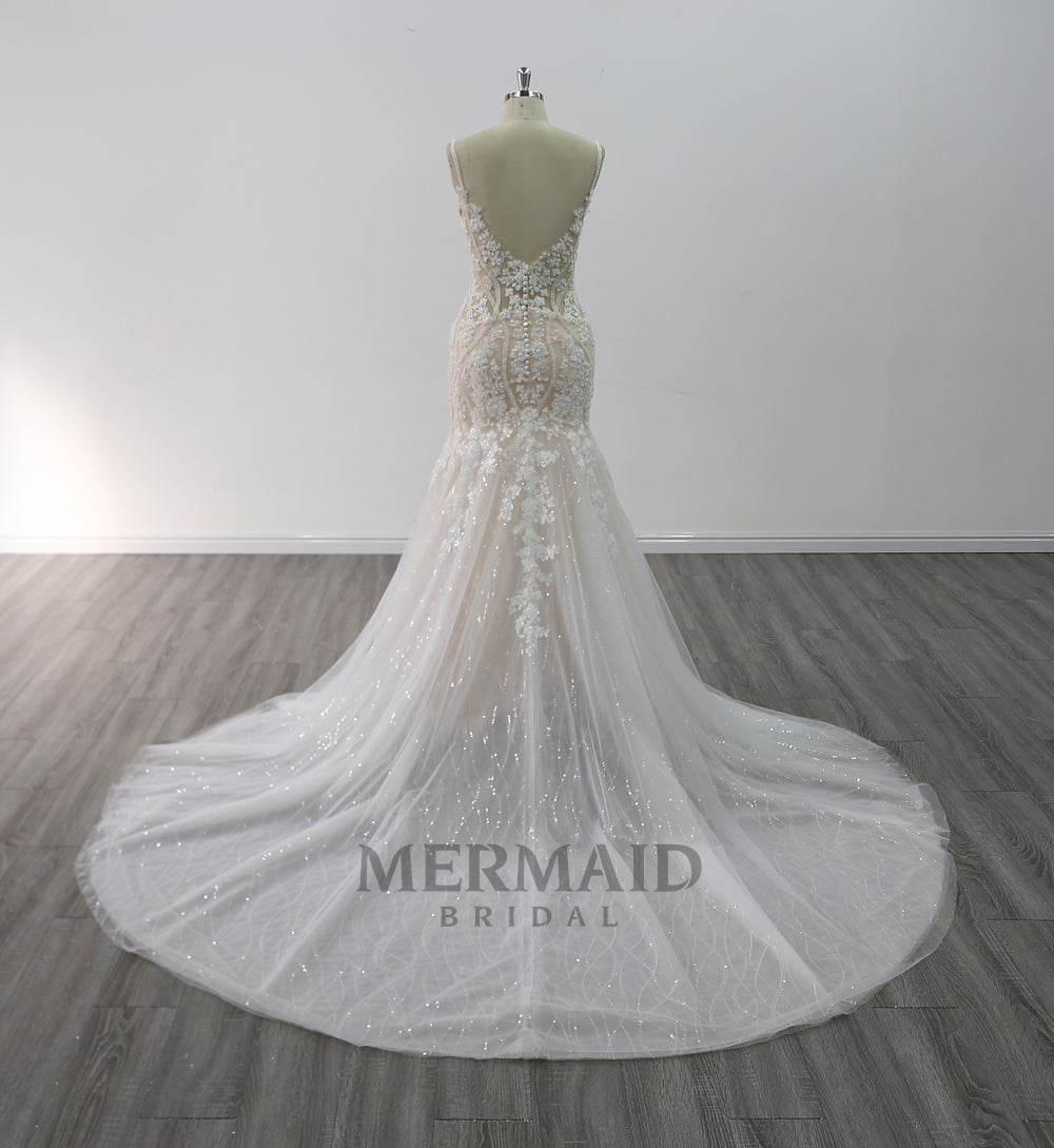 Sexy Beaded Lace Mermaid Wedding Dress