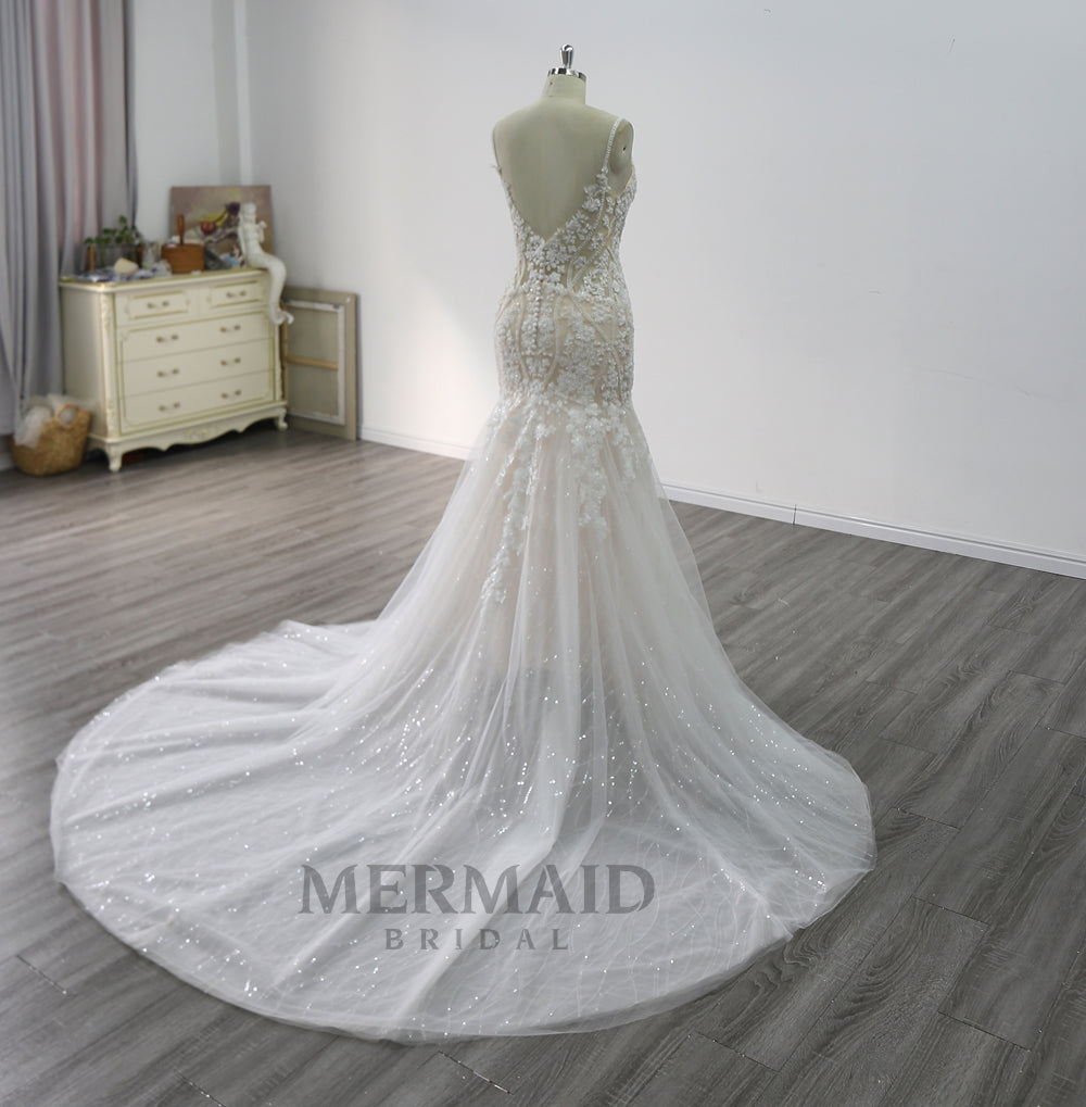 Sexy Beaded Lace Mermaid Wedding Dress