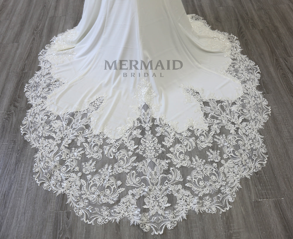 New Backless Crepe Lace Mermaid Wedding Dress